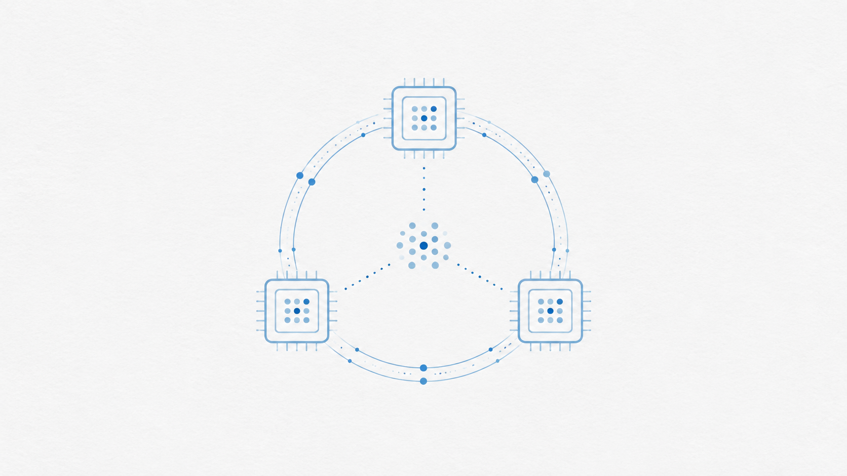 AI-generated conceptual illustration of coordinated computation across multiple devices