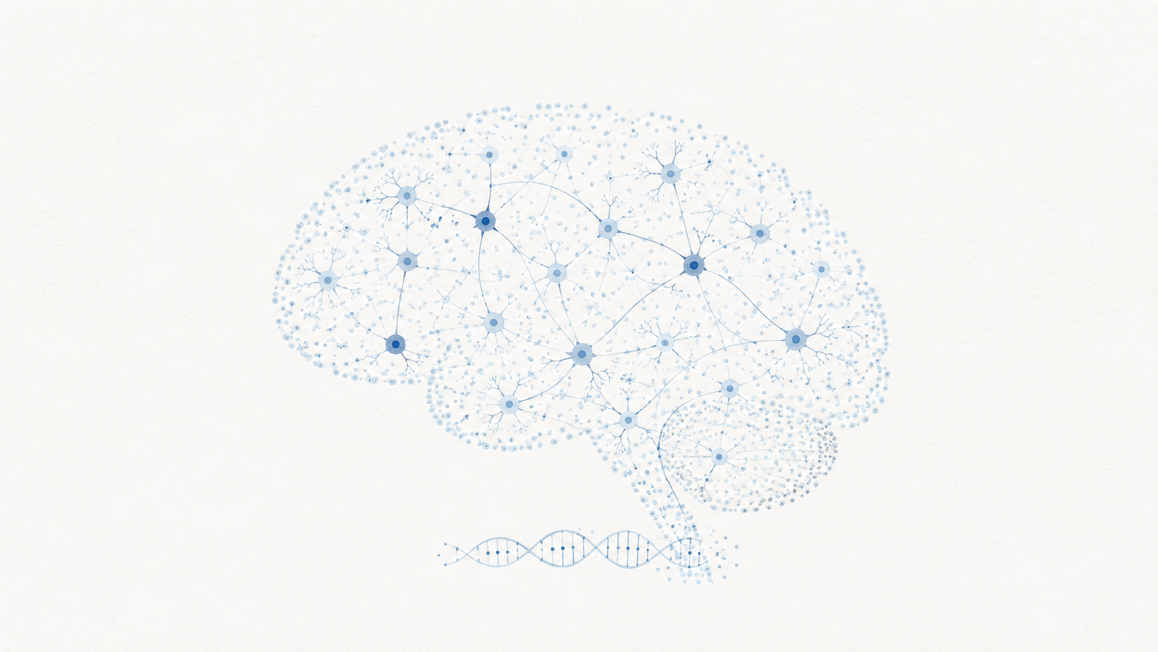 AI-generated conceptual illustration of single-cell and regulatory networks forming a human brain