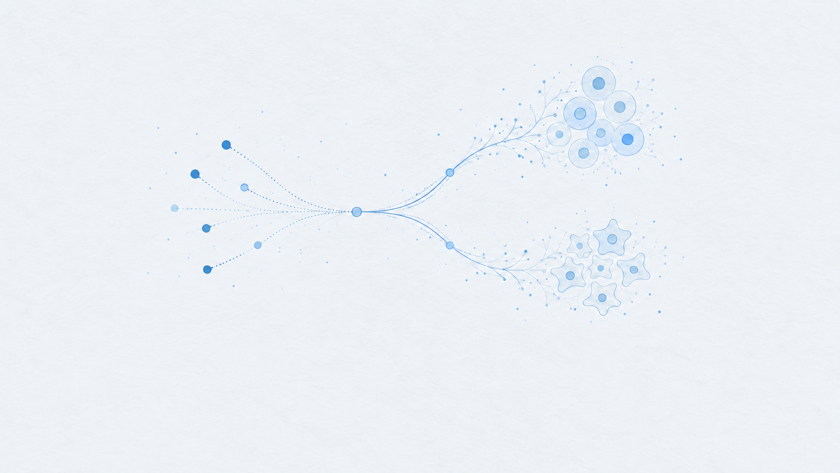 AI-generated illustration of regulatory gene combinations branching into different cell fates